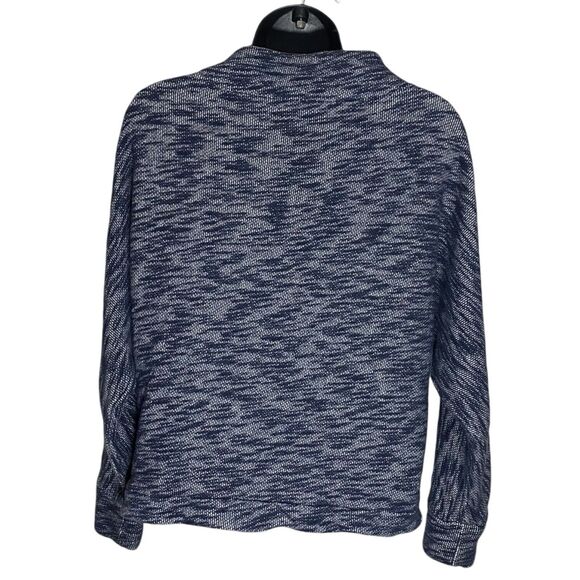 J Crew Point Sur Sweater Womens XS Blue Marled Cotton Mock Neck Oversized Preppy - Picture 2 of 12